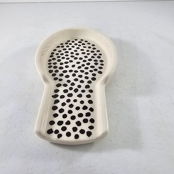 Thyme & Table Stoneware Spoon Rest Black Polka Dot Design Dishwasher Safe - Picture 7 of 8